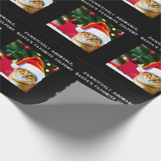 Papier Cadeau Chat orange en chapeau de Noël papier d'emballage (Coin)