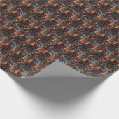 Papier Cadeau Chat Oriental Bleu Avec Cheminée Cadeau De Noël (Coin)