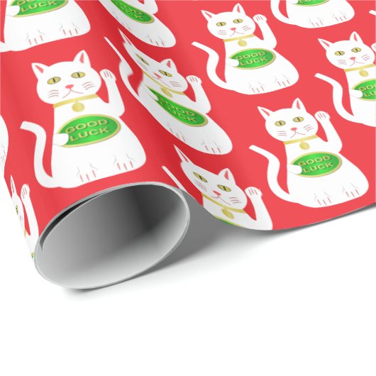 Papier Cadeau Chat Oriental Lucky Patterned (Coin rond)