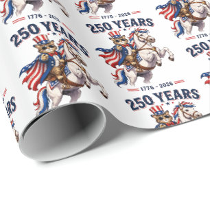Papier Cadeau Chat patriotique cheval motif carrelé 4 juillet
