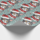 Papier Cadeau Chat Père Noël de Noël mignon (Coin)