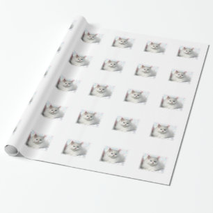 Papier Cadeau Chat persan adorable blanc