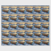 Papier Cadeau Chat Persan Noël Bateau Fêtes (Plat)