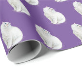 Papier Cadeau Chat persan sur violet (Coin rond)