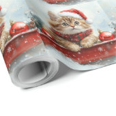Papier Cadeau Chat perse à la corniche laissez-la neiger Noël (Coin rond)