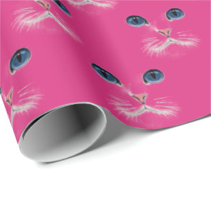 Papier Cadeau Chat perse aux yeux bleus