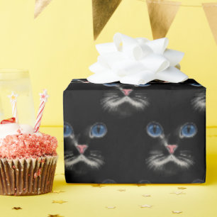 Papier Cadeau Chat perse aux yeux bleus