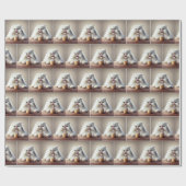 Papier Cadeau Chat Perse Blanc Avec Cupcake Anniversaire (Plat)