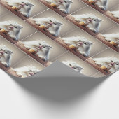 Papier Cadeau Chat Perse Blanc Avec Cupcake Anniversaire (Coin)