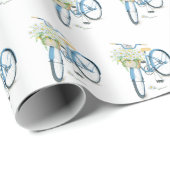 Papier Cadeau chat perse blanc dans le panier à vélo (Coin rond)