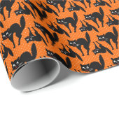 Papier Cadeau Chat peureux d'Halloween (Coin rond)