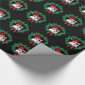 Papier Cadeau Chat portant le chapeau du Père Noël mignon Motif  (Coin)