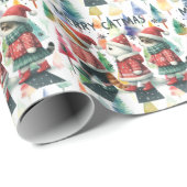 Papier Cadeau Chat pour Noël (Coin rond)