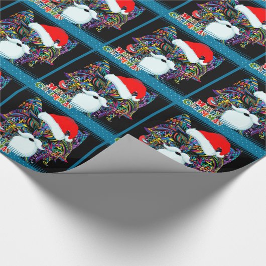 Papier Cadeau Chat psychédélique de Noël (Coin)