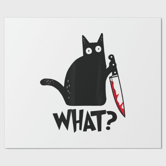 Papier Cadeau Chat Qu'est-ce que_ Drôle Chat Noir (Plat)
