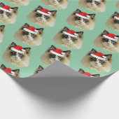 Papier Cadeau Chat Ragdoll portant un chapeau de Père Noël (Coin)