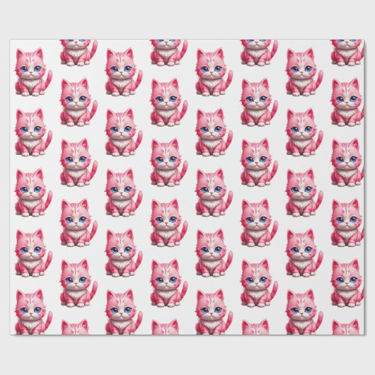 Papier Cadeau Chat rose (Plat)