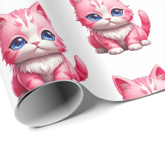 Papier Cadeau Chat rose (Coin rond)
