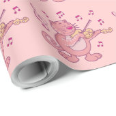 Papier Cadeau Chat rose avec violon (Coin rond)