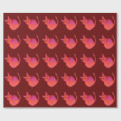 Papier Cadeau Chat rose funky chaton mignonette (Plat)