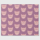 Papier Cadeau Chat rose mou violet (Plat)