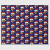 Papier Cadeau Chat Santa Hat Personnalisé Visage Photo Noël (Plat)