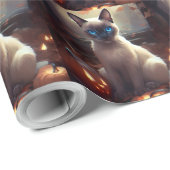 Papier Cadeau Chat Siamais Halloween Avec Peur Citrouille (Coin rond)