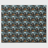 Papier Cadeau Chat Smoking Halloween Effrayant (Plat)