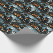 Papier Cadeau Chat Smoking Halloween Effrayant (Coin)
