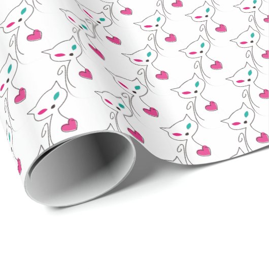 Papier Cadeau chat solitaire (Coin rond)