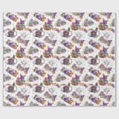 Papier Cadeau Chat Sorcière Et Amis Éffrayants (Plat)
