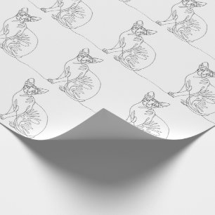 Papier Cadeau Chat Sphynx Dessiné à la Main - Art en Ligne Minim