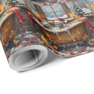 Papier Cadeau Chat Sphynx Noël Luxe Bain Fêtes