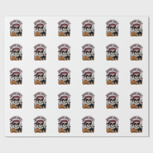 Papier Cadeau Chat squelette Halloween Graphique de citrouille v (Plat)
