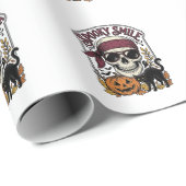 Papier Cadeau Chat squelette Halloween Graphique de citrouille v (Coin rond)