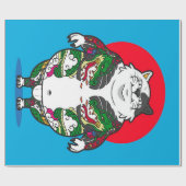 Papier Cadeau Chat Sumo tatoué |Chat adorable (Plat)