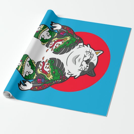 Papier Cadeau Chat Sumo tatoué |Chat adorable (Déroulé)