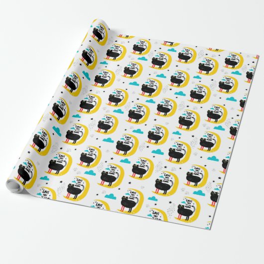 Papier Cadeau Chat sur la lune (Déroulé)