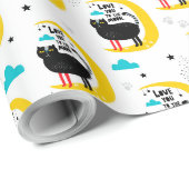 Papier Cadeau Chat sur la lune (Coin rond)