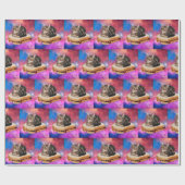 Papier Cadeau Chat sur un pain volant dans l'espace (Plat)