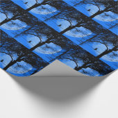 Papier Cadeau Chat sur une lune bleue fil (Coin)