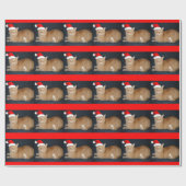 Papier Cadeau Chat Tabby Orange de Noël (Plat)