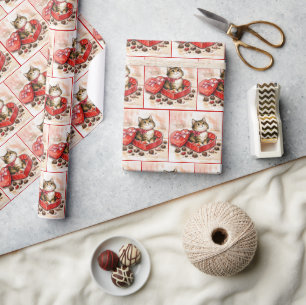 Papier Cadeau Chat Tigre Dans Une Boîte De Bonbons En Forme De C