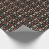 Papier Cadeau Chat Tuxedo Avec Cheminée Cadeaux De Noël (Coin)