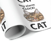 Papier Cadeau Chat Visage Mon Réveil Tabby Cat (Coin rond)