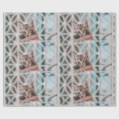 Papier Cadeau Chateau-chaton à carreaux doux et mignon vous salu (Plat)