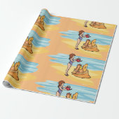 Papier Cadeau Château de sable de plage (Déroulé)