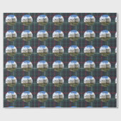 Papier Cadeau Château Dunrobin Sur Blue Green Sutherland Tartan (Plat)