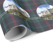 Papier Cadeau Château Dunrobin Sur Blue Green Sutherland Tartan (Coin rond)