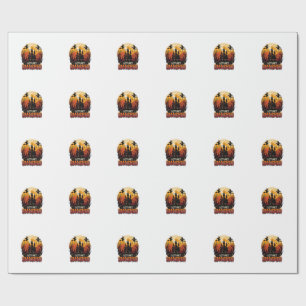 Papier Cadeau Château Hanté Halloween Sorcières Fous Faisons
